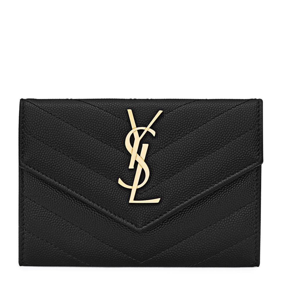 YSL Black Cassandre Envelope Chain Wallet – The Closet